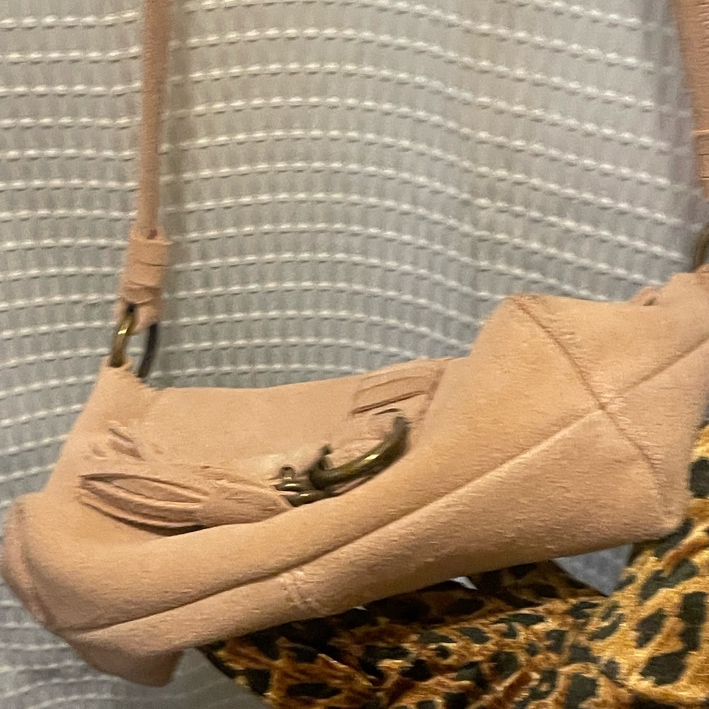 Tan suede Crossbody Bag with Tassel Accent - Picture 14 of 16